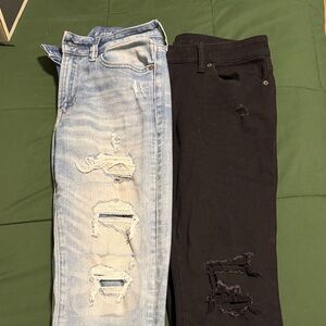 Men’s American Eagle Jeans Stylish Ripped Blue and Black Jeans 30x30